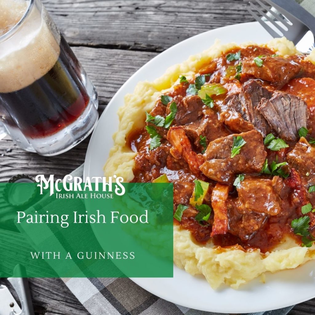 A guinness paired with irish beef stew