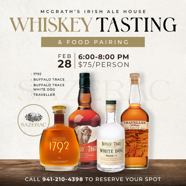 Sip and Savor: Join McGrath’s Whiskey Tasting & Food Pairing Event on February 28th!