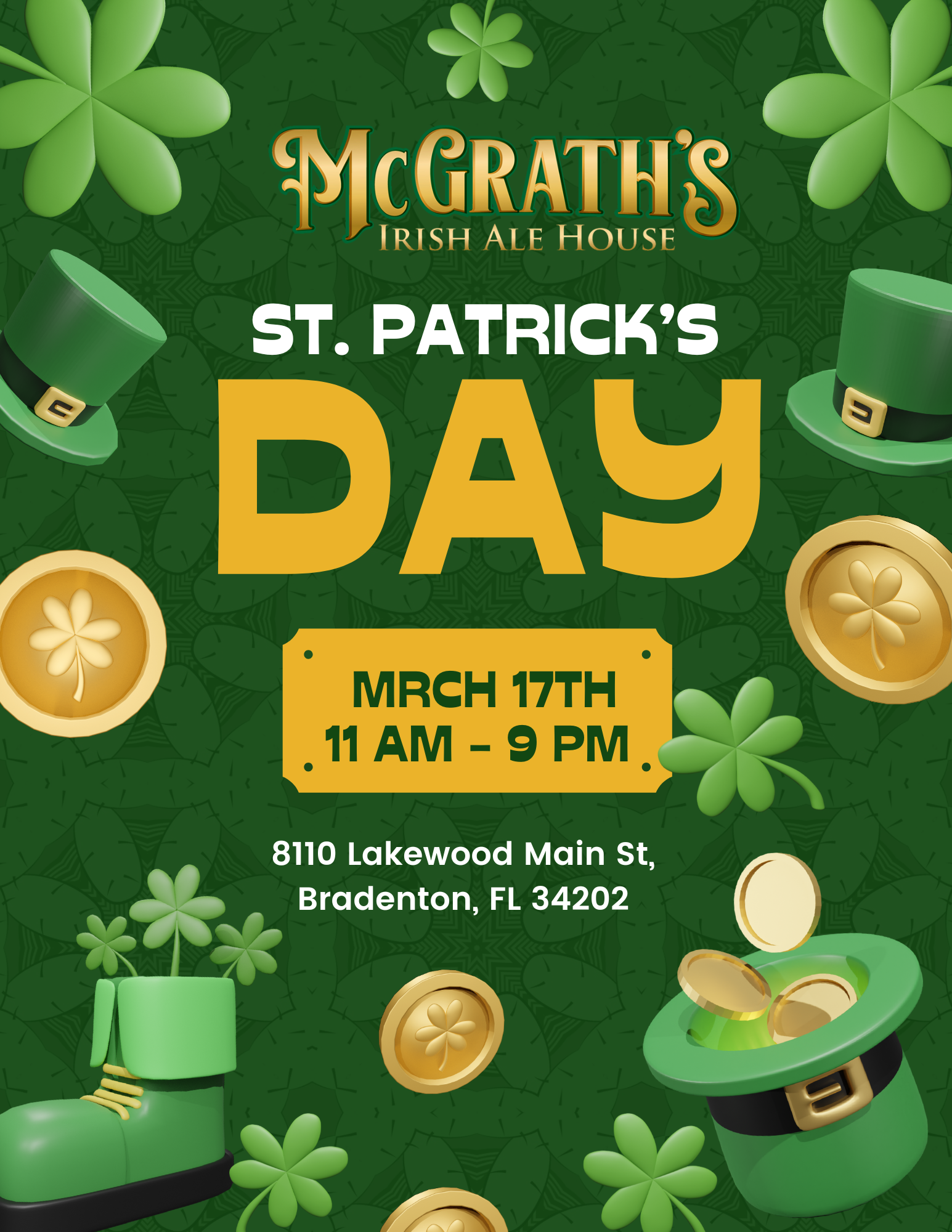 Shamrocks and Shenanigans: Celebrate St. Patrick’s Day at McGrath’s Irish Ale House!